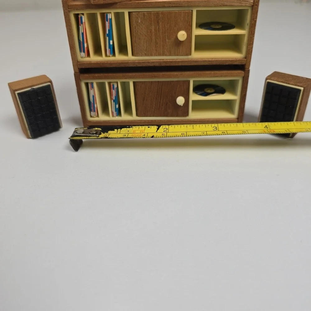Lundby Dollhouse Record Player Stereo Set with Cabinet & Speakers 70s Beautiful!